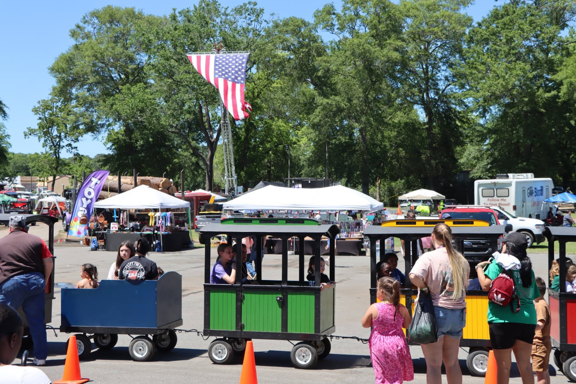 Riders enjoying the Choo Choo Express at a festival