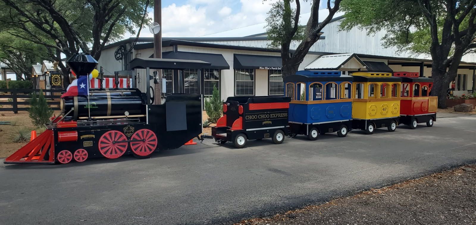 The Choo Choo Express train decked out for a celebration